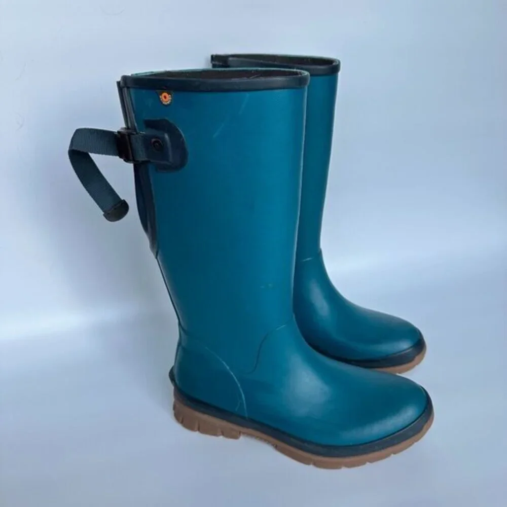 BOGS Women's Size 6 Amanda II Tall‎ Rain Boot Teal Blue Outdoors Gardening Farm